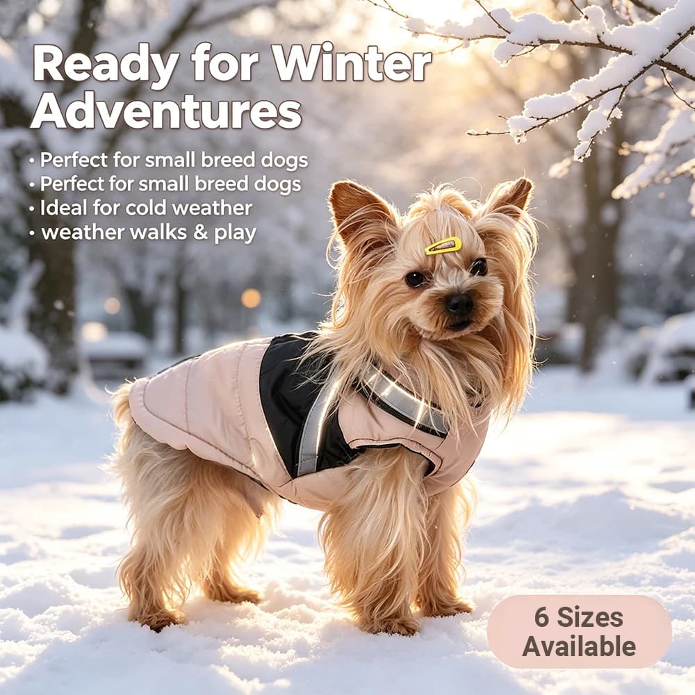 Dog Winter Coat With Harness Reflective Waterproof Puppy Jacket Cold Weather Pet Clothes For Small Medium Dogs Outdoor Walking
