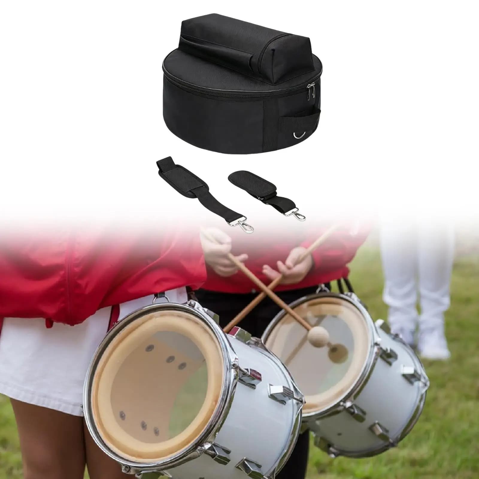 Borsa per rullante impermeabile portatile con imbottitura spessa, antipolvere con cerniera, antiurto, custodia protettiva per strumento a percussione