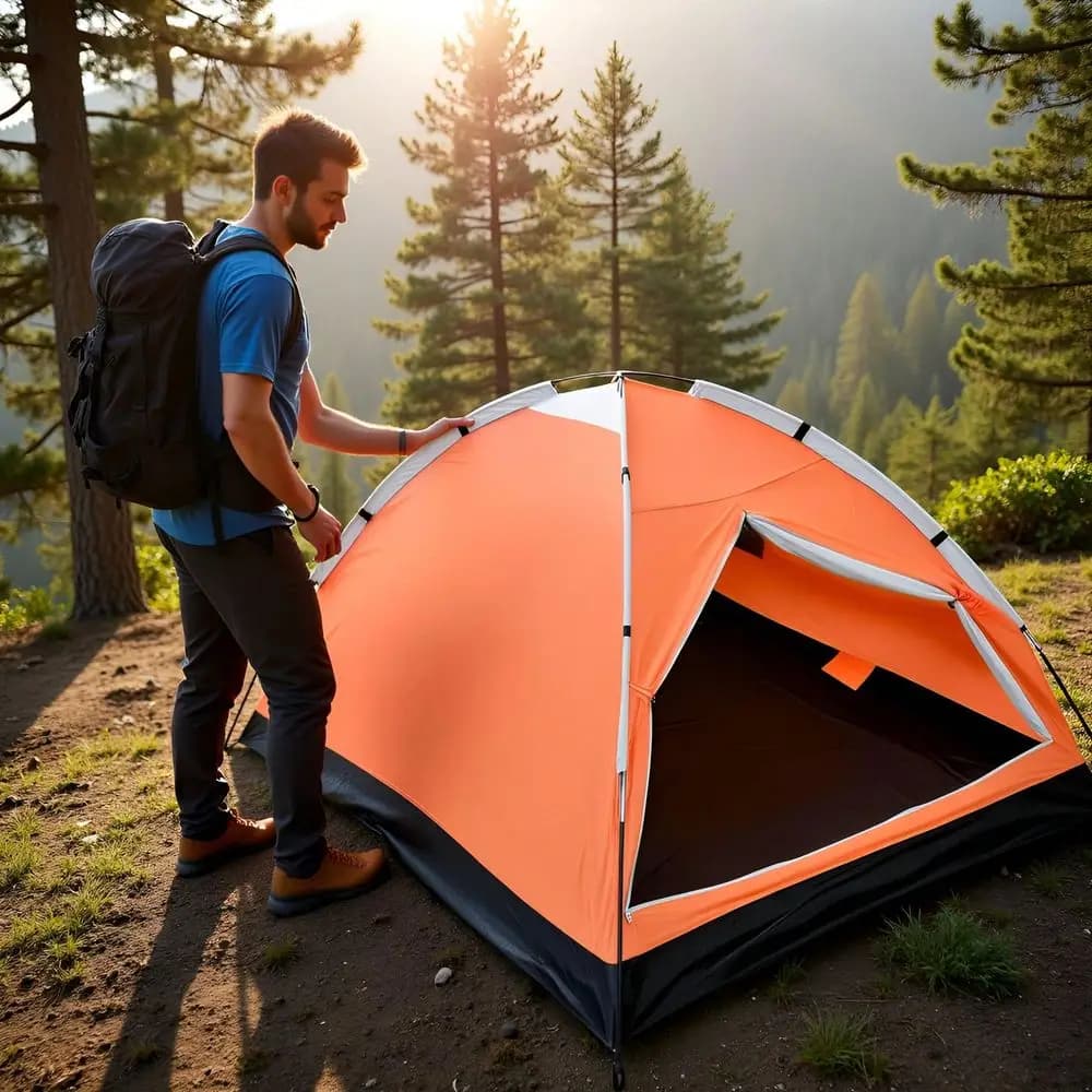 StarsX 2Person Dome Tent For Camping Waterproof Lightweight Portable Backpacking Orange