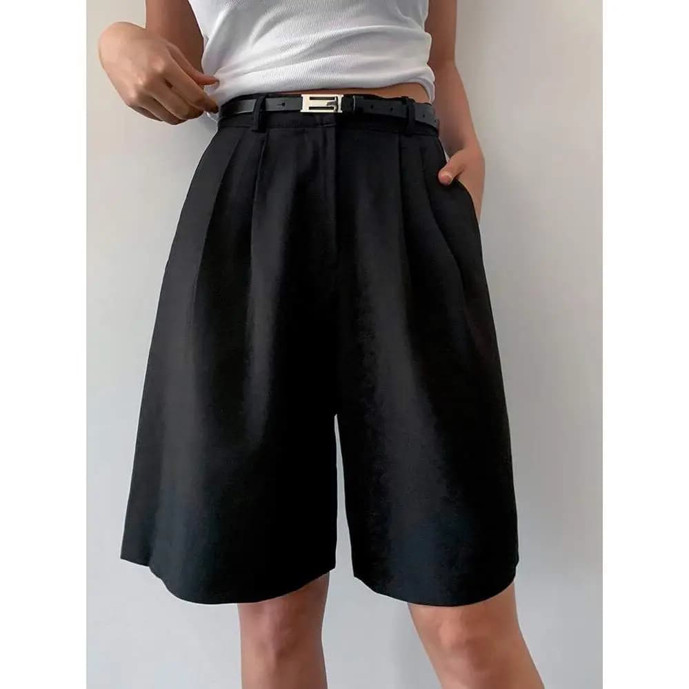 Pantaloncini Casual a Vita Alta a Trapezio da Donna, Nuovo Stile Estivo, Pantaloncini Sciolti a Cinque Punti, Versione Coreana alla Moda e Snellente