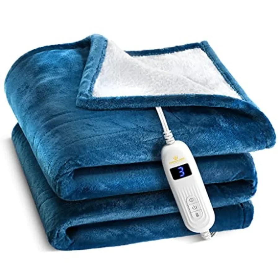 Coperta Elettrica Lavabile in Lavatrice, Estremamente Morbida e Confortevole, Riscaldamento Rapido con Telecomando, 10 Livelli di Calore