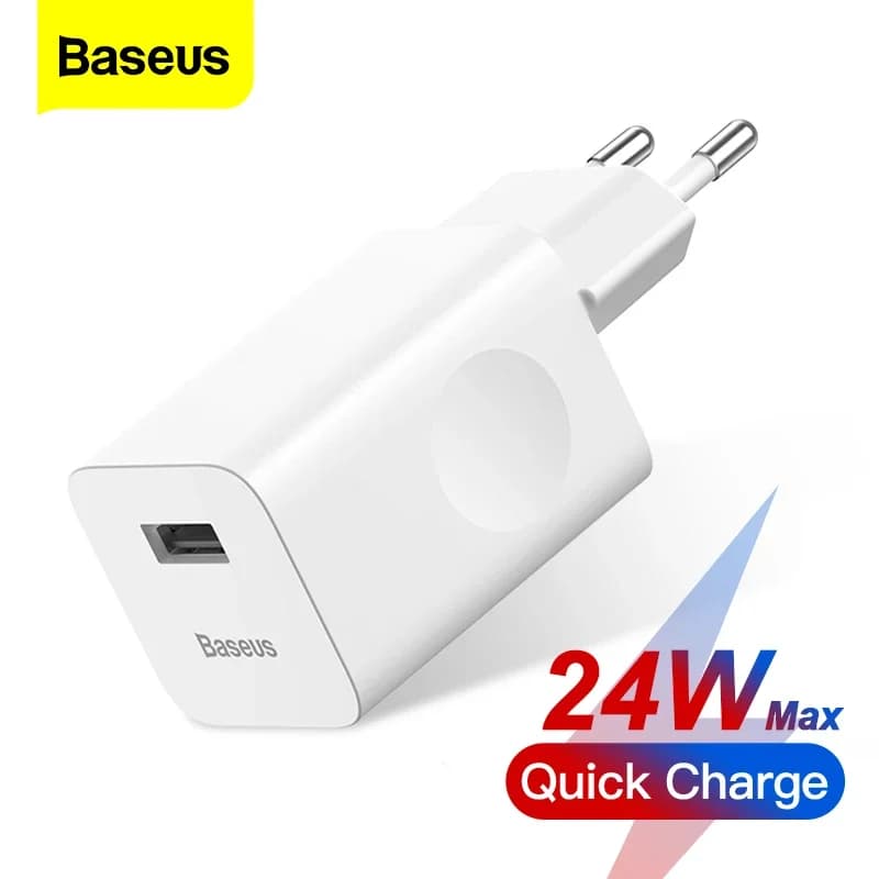 Baseus 24W Caricatore USB Quick Charge 3.0 QC3.0 Adattatore per caricabatterie da muro USB a ricarica rapida per iPhone 12 11 Pro XS Max XR Xiaomi