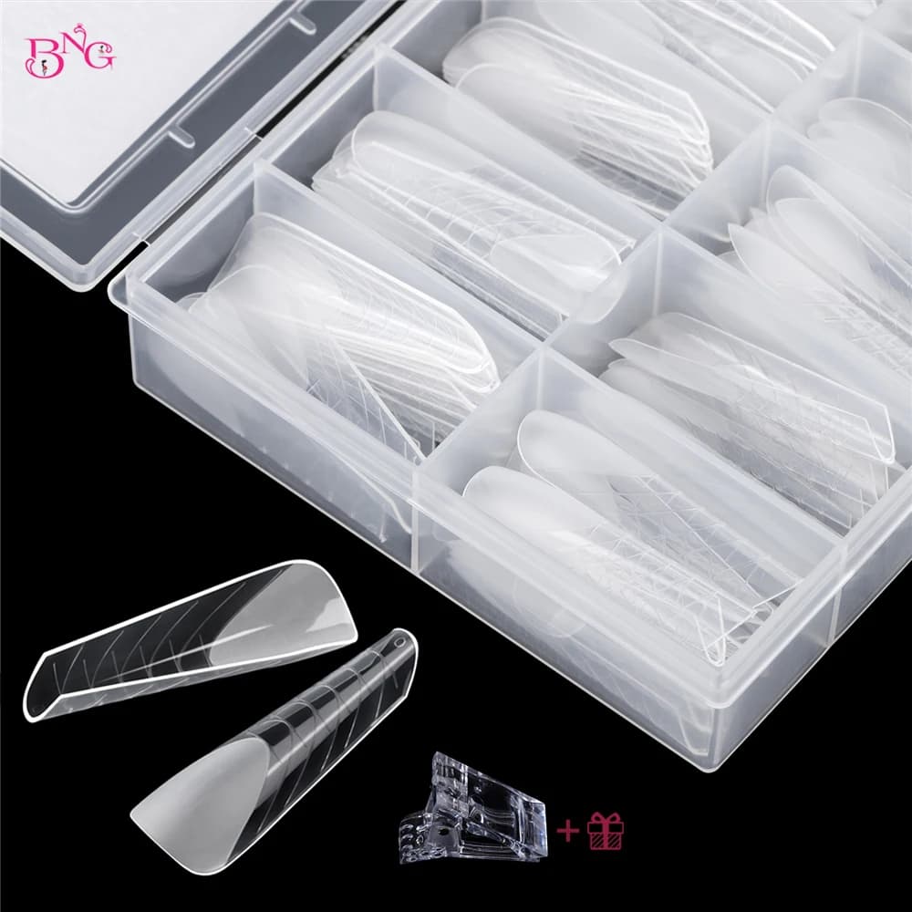 Poly Extension Gel Dual Nail Forms stampi per unghie con scala French Building Mold Almond Nail for Gel Manicure Nail Art Design Salon