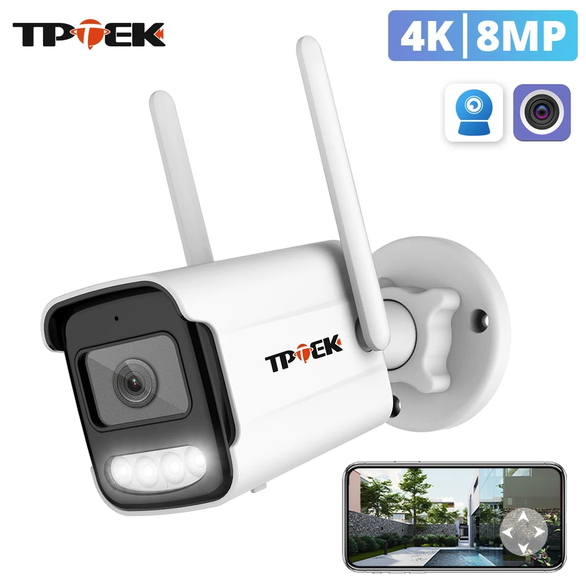 8MP 4K IP Camera Monitoring Camera Wifi 5MP External Security CCTV Wi Fi Camara Video Wi-Fi Waterproof CamHipro IP Cam