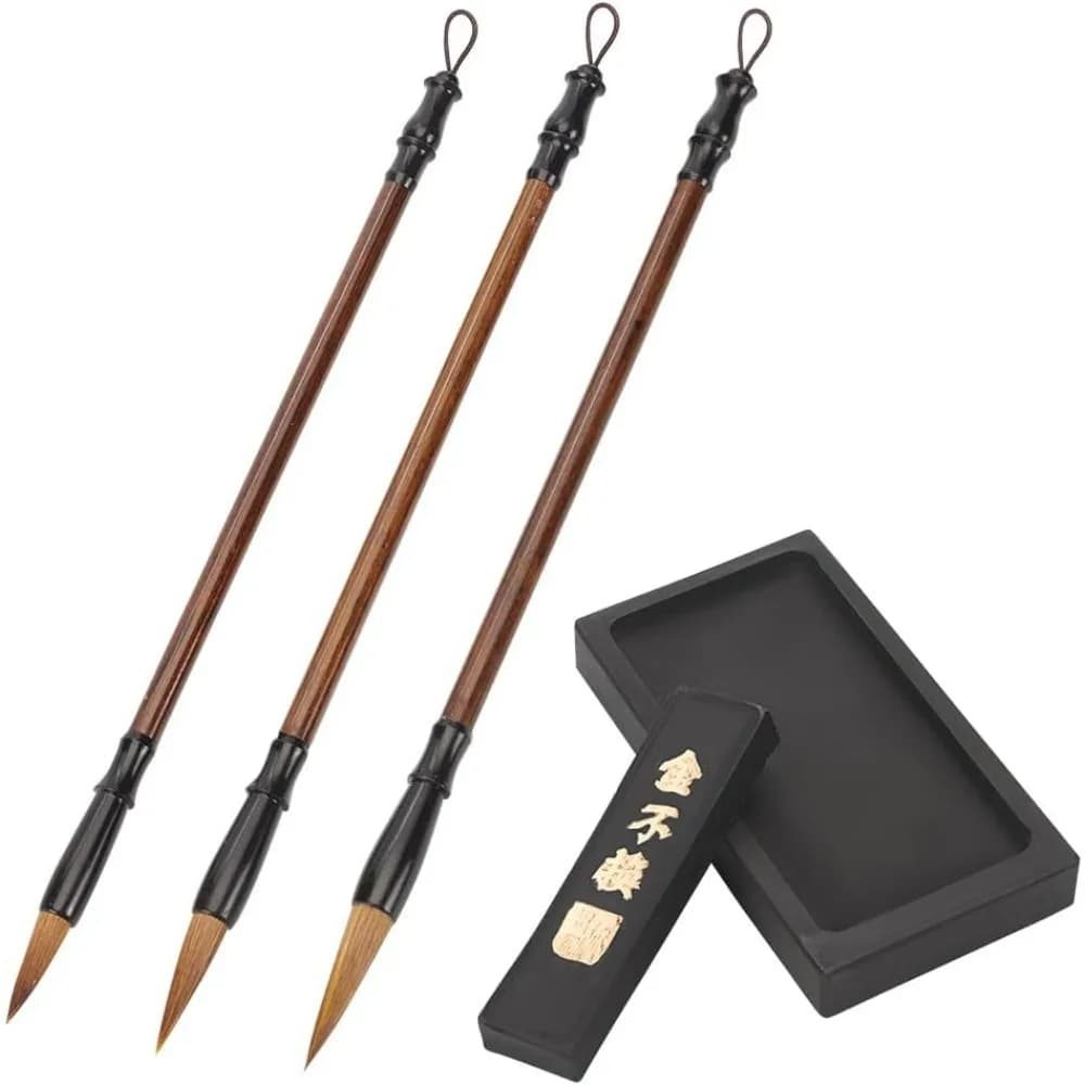 Calligraphy Ink Stone Chinese Traditional Inkstone Brush Set Calligraphy Ink Grinding Ink Dish Ink Well Ink Tray Oriental Brush