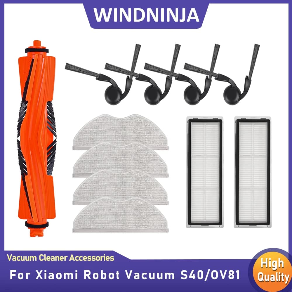 For Robot Vacuum Xiaomi S40/OV81 Cleaner Parts Main Brush Side Brush Mop Cloth Hepa Filter Consumables Replacement Accessories