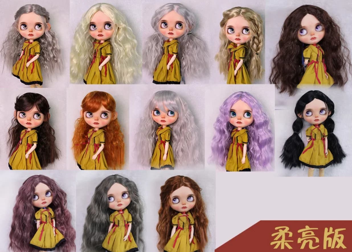 Blyя doll wigs are suitable for versatile 1/6-dimensional central fringe with foam roll and high temperature fake silk