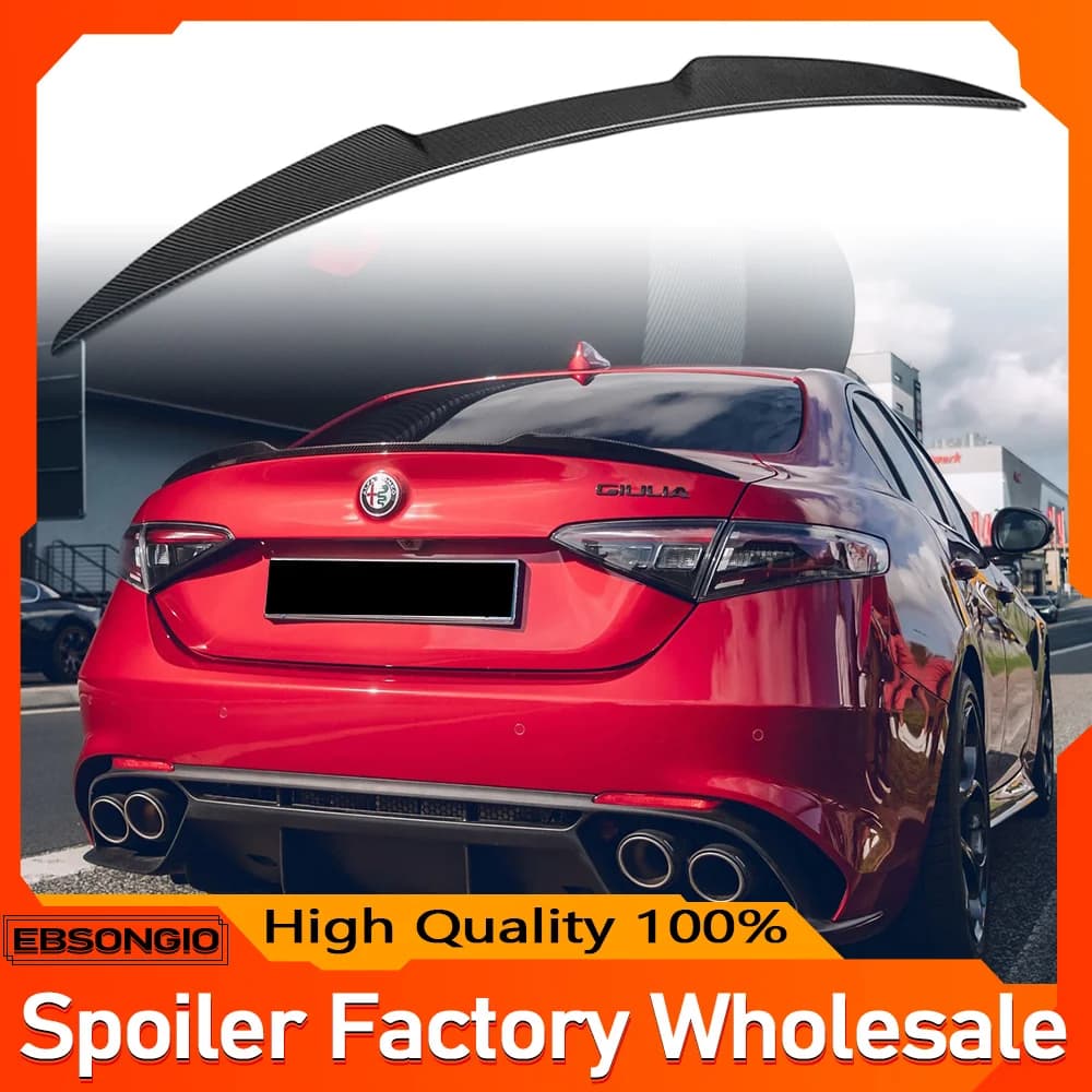 V Style Boot Spoiler Wing Caps For Alfa Romeo Giulia 2015-2024 High Quality Carbon Fiber Rear Trunk Spoiler Caps Bodykits Tuning