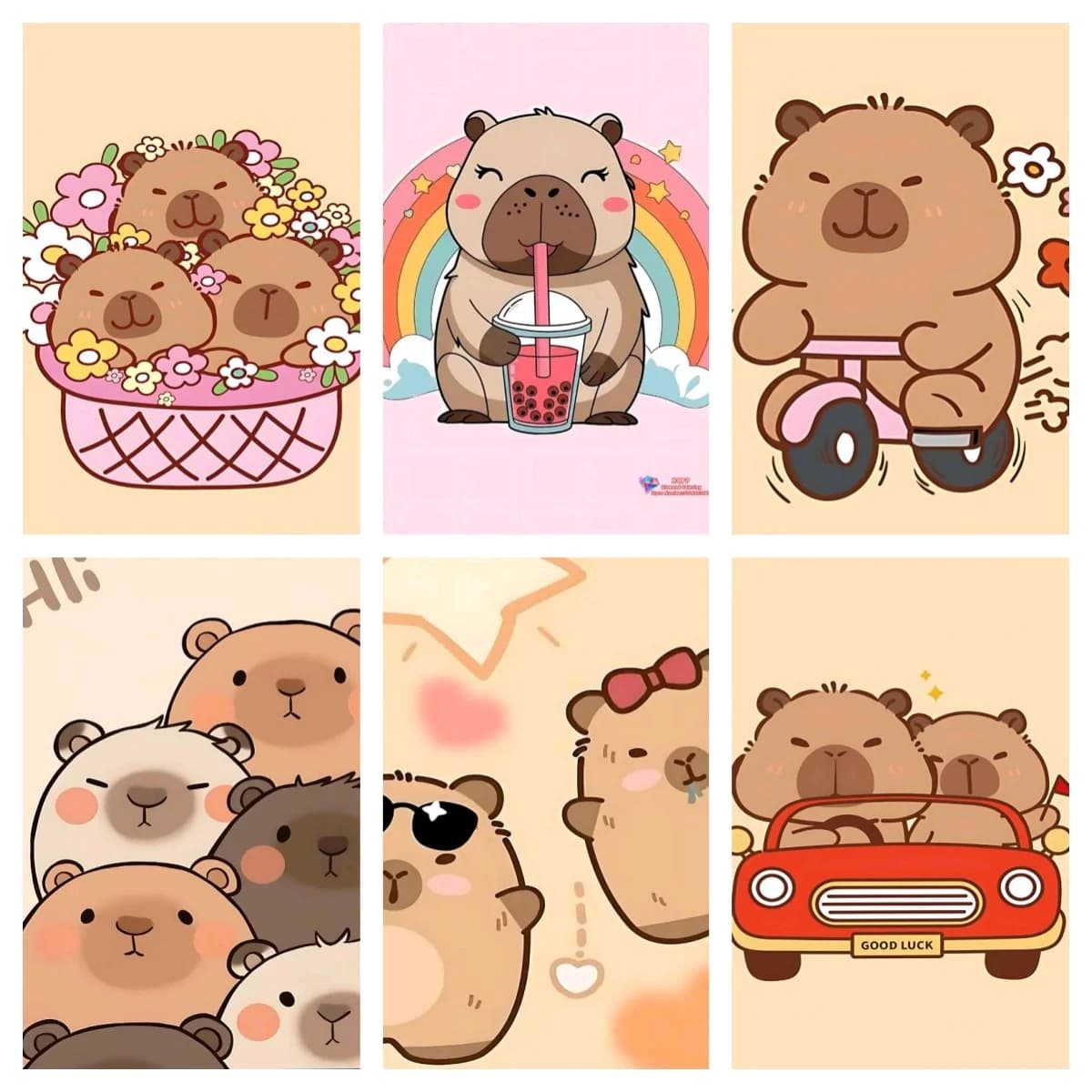 Cartoon Cute Capybara Diamond Painting Kit Square Round Diamond 5D DIY Mosaic Handmade Art Children's Gift Crafts Home Decor