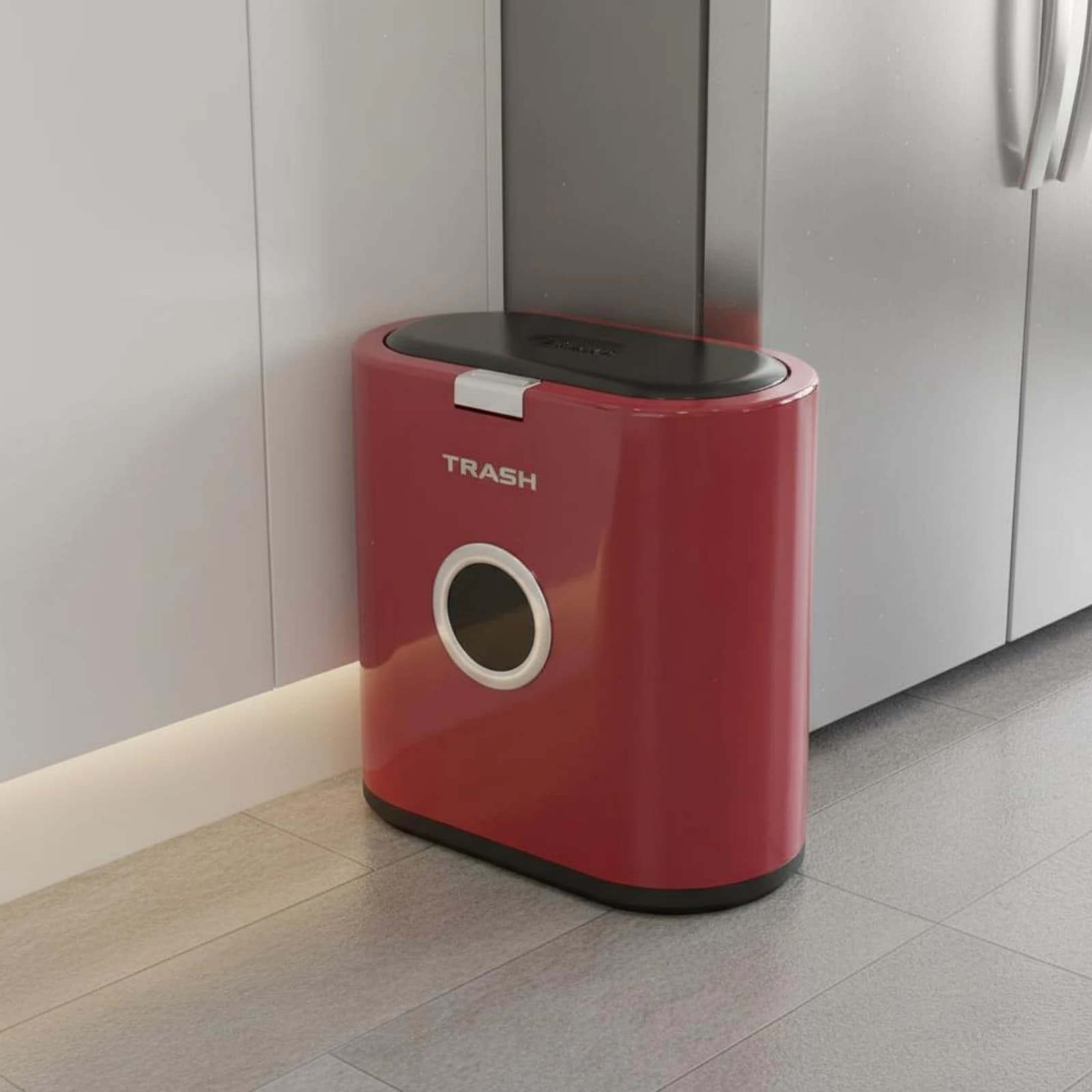 Slim Trash Bin Space Saving Narrow Slim Bin Plastic Waste Basket Easy to Clean Household Storage Modern Look for Apartment
