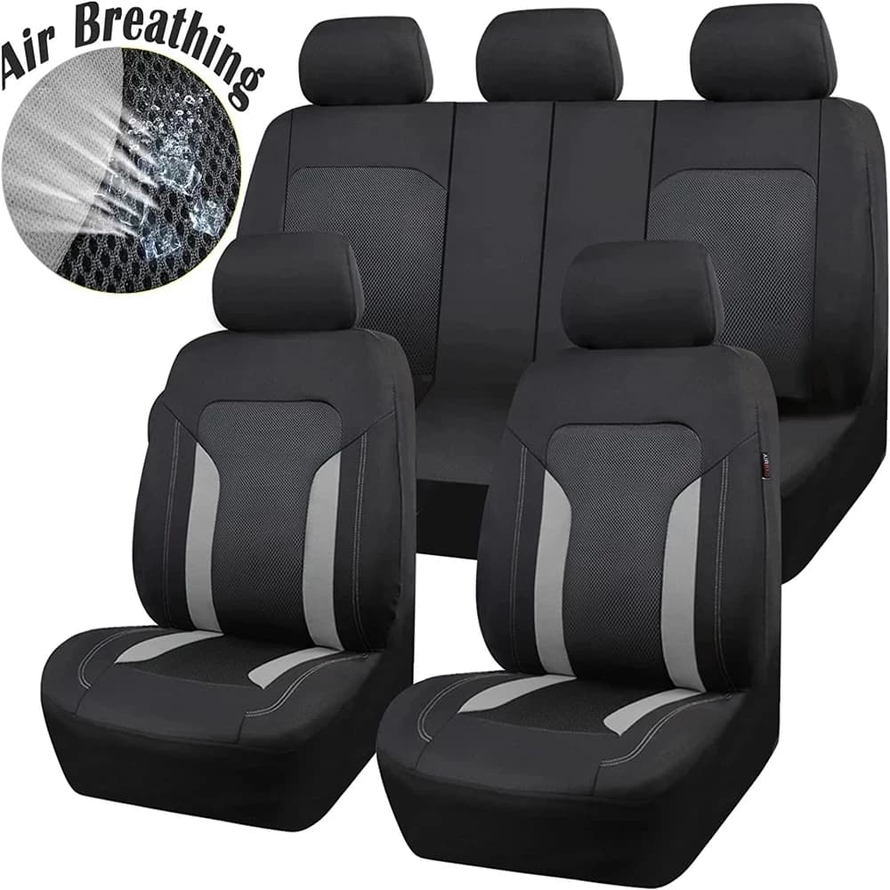 AUTOKING Covers universal in grey network for cars with 3 hinges Rear seat divided Airbag compatible suitable for most cars SUV truck VAN
