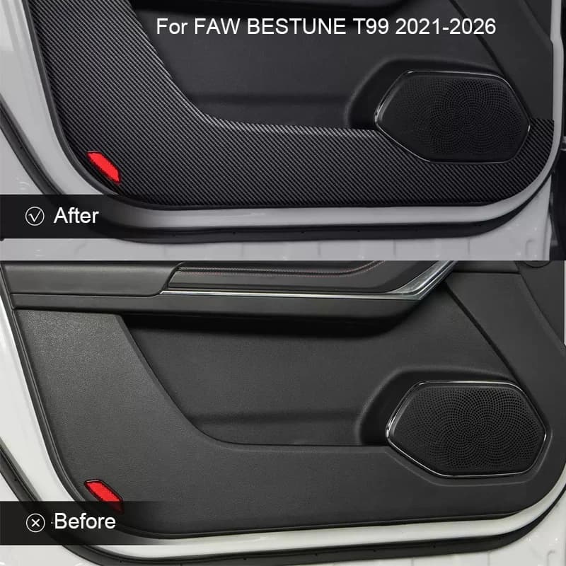 Auto B-Pillar Porta Tronco Proteggere Davanzale Pad In Pelle PU Per FAW BESTUNE T99 2021-2026 Anti-Calcio Zerbino Scratch Adesivo Accessori