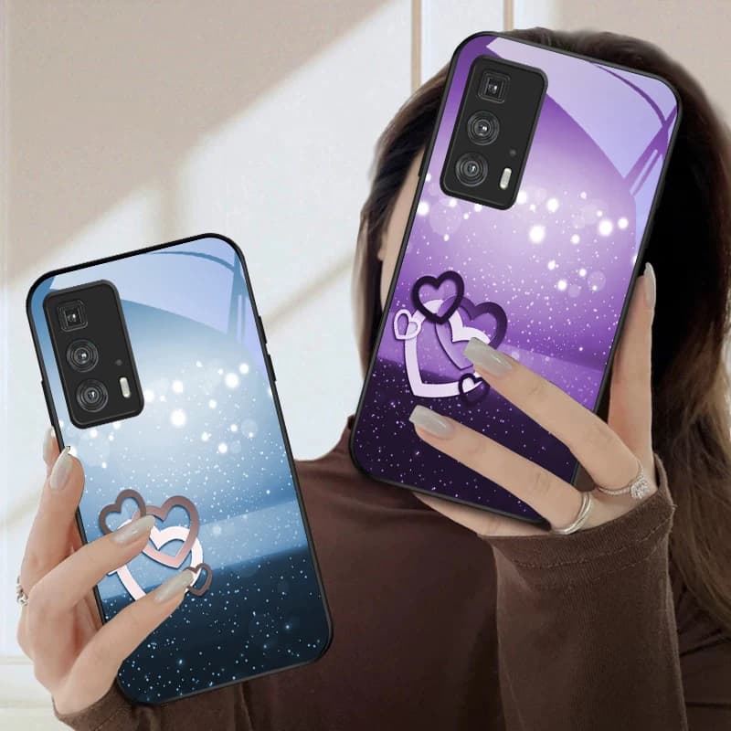 Custodia in vetro calda e romantica per Motorola Moto Edge 20 Lite 30 Pro 40 Neo 50 Ultra G14 G22 G24 Power 34 G35 X30 Pro