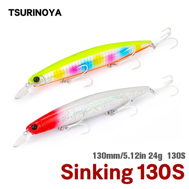 TSURINOYA Sinking Minnow SCOUT 130S 130mm 24g Esca Artificiale Affondante per Lanci Lunghi in Acqua Salata, per Linguetta e Spigola