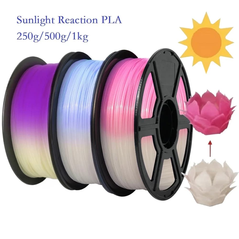 Filament PLA to change color of sunlight 1 kg/500 g/250 g/200 g 1,75 mm PLA thread for 3D printer UV reaction from white blue purple