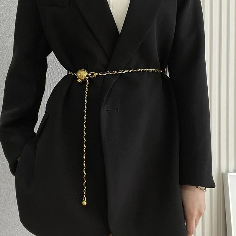 Cintura a Catena in Metallo Dorato di Lusso per Donna, Accessorio Decorativo per Gonne e Jeans