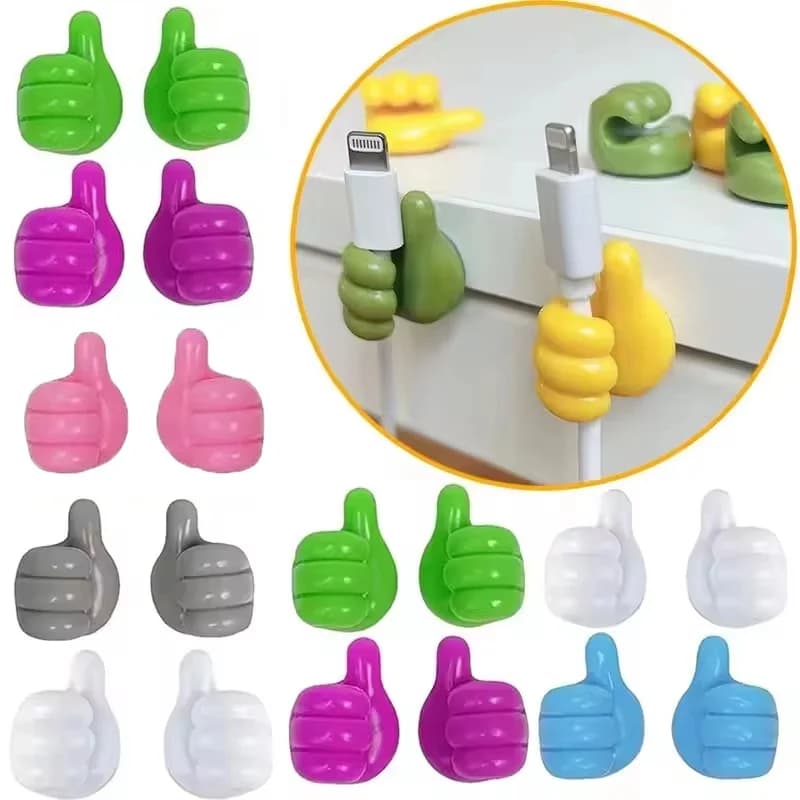 10 pz Silicone Thumb Up Gancio Clip Supporto Carino Cavo Dati di Stoccaggio USB Wire Manager Cavo Fisso Organizzatore Per La Cucina di Casa scrivania