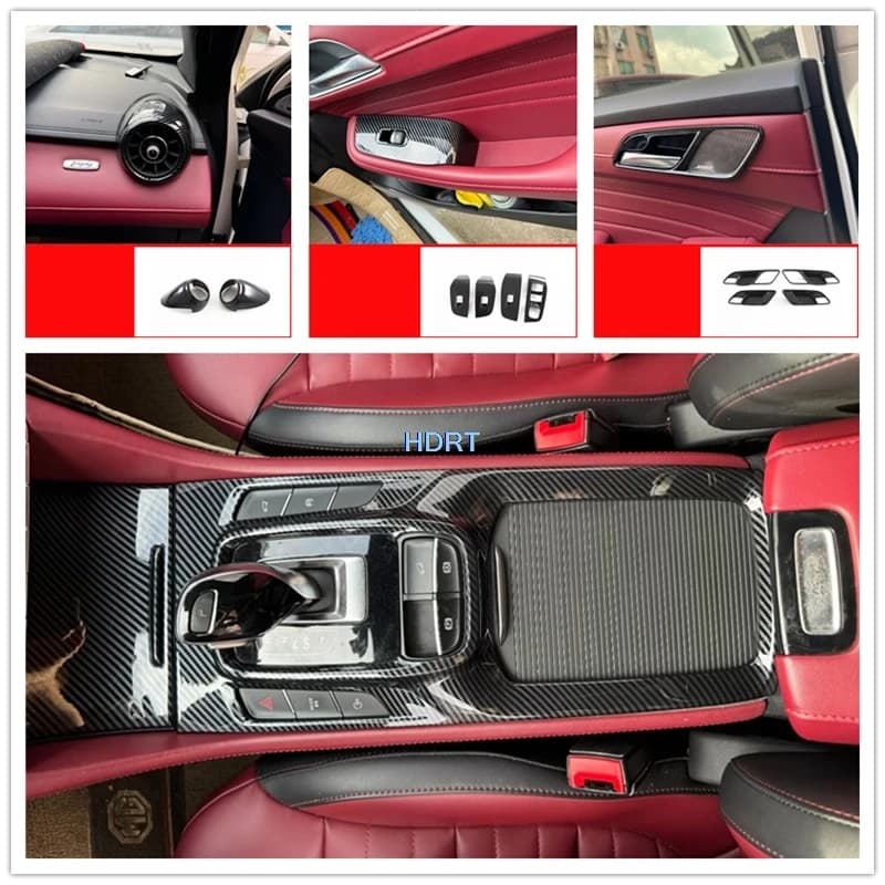 Rear air intake auto change head window control panel carbon fiber interior steering wheel cover for MG HS 2024 +