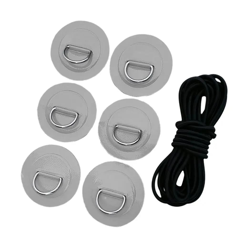 Kit di Fissaggio per Ponte di Gommone, Anello a D in Acciaio Inossidabile, Corda Elastica Flessibile, Accessori Marini per Dinghy e Paddle Board