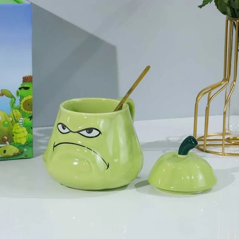 Plants Vs. Zombies Game Peripheral Mug 400ml Water Cup Creative Squash Ceramic Mug Household Cup with Lid Birthday Present