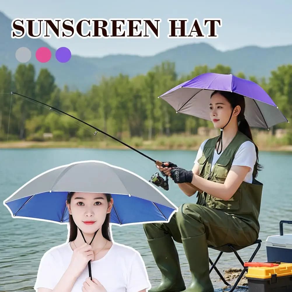 Cappello Ombrello da Pesca Regolabile, Pieghevole, Protezione UV, Impermeabile, per Uomini e Donne che Pesca in Estate
