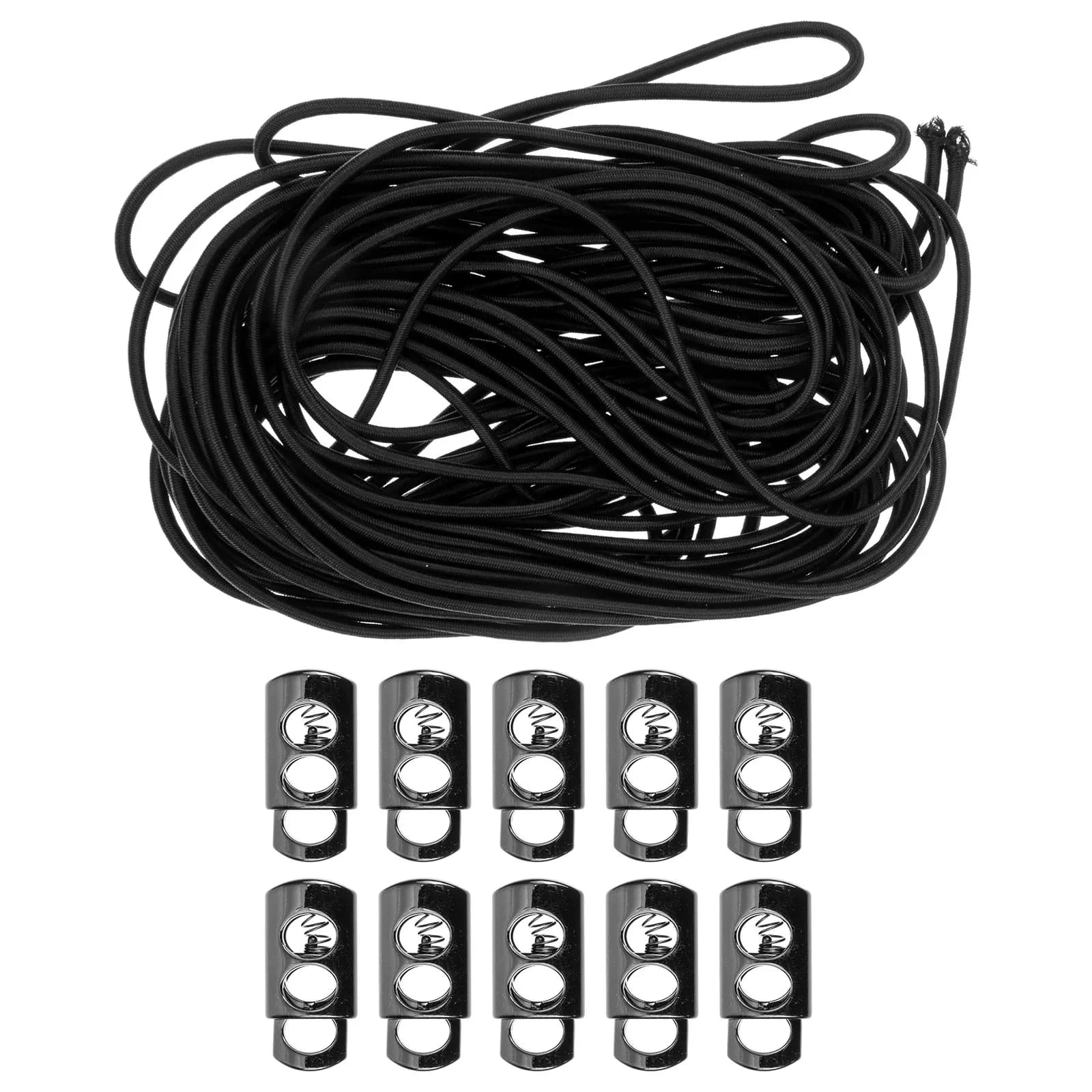 Kit of 10 adjustable black elastic straps for swim glasses, wear-resistant spare chain