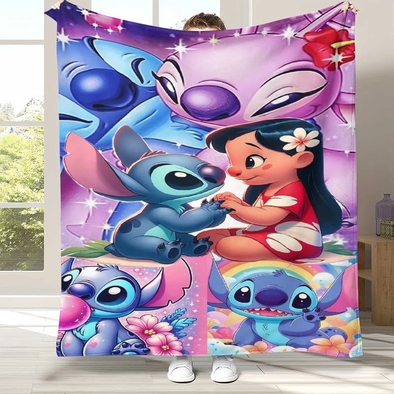 Coperta in flanella Kawaii Cartoon S-Stitchs, coperta in peluche ultra morbida e calda per la casa, la camera da letto, il divano, il campeggio, il picnic, regalo per bambini