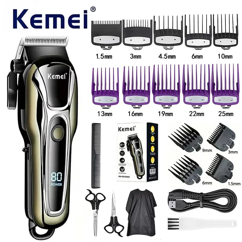 Kemei Km-PG1990A Tagliacapelli Elettrico Multifunzione Ricaricabile, Rasoio Professionale per Barbieri con Testina Regolabile