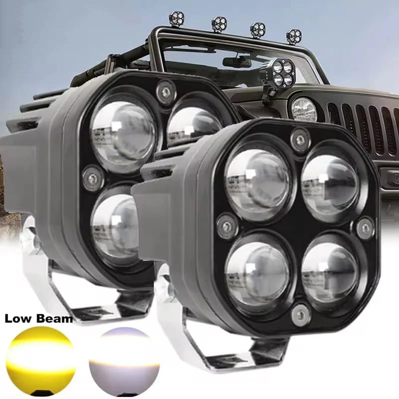 12D 3 pollici Moto LED Luce da lavoro Bianco Ambra Faretto Fendinebbia per Offroad 4x4 Trattore Jeep 12V 24V Faro per auto