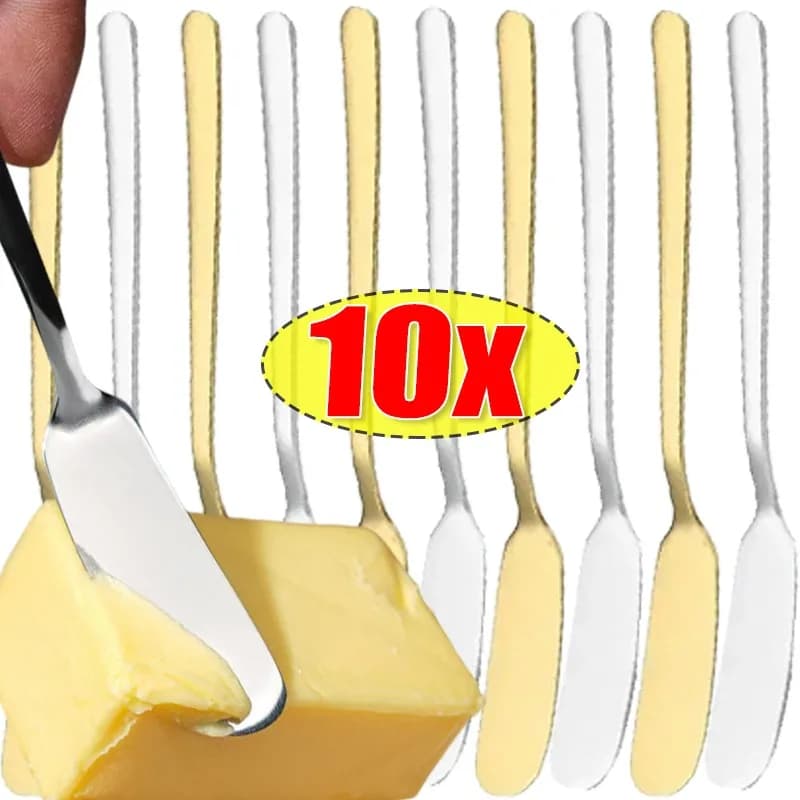 1-10 pieces stainless steel butter knife, with long handle, for cheese, bread, jam, cream, multifunctional kitchen utensils