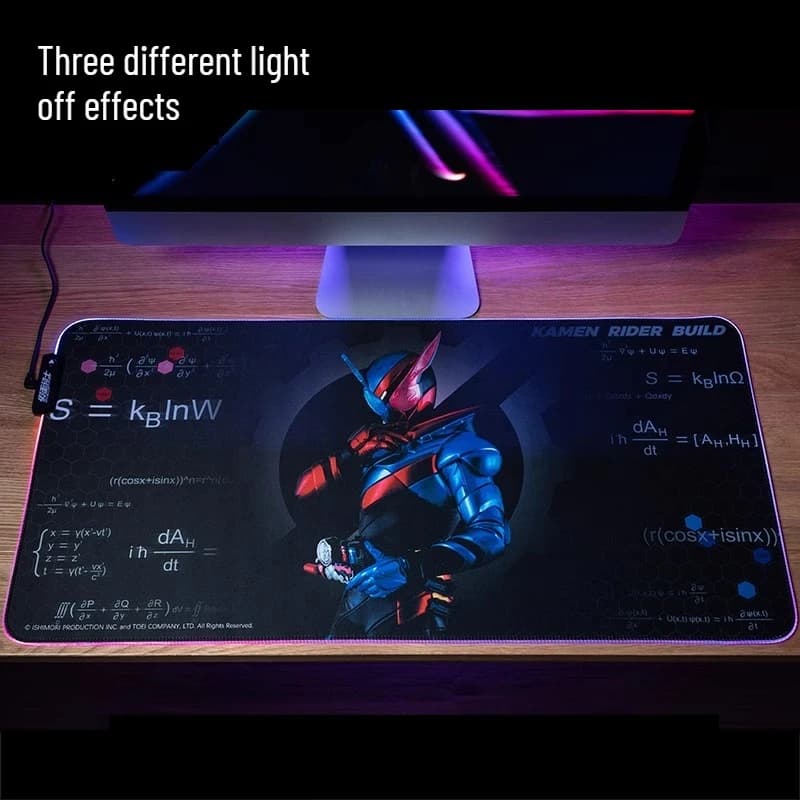 80x40 cm Kamen Rider Build & W Doppio tappetino da gioco illuminato RGB Tappetino per mouse grande Gioco Computer Notebook Accessorio Regali