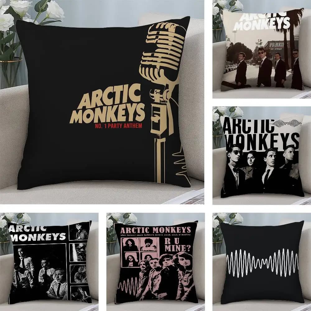 A-Arctic Monkeys Pillow Federation Short Plush Front-Retro Print Square Pillow Sheet Sofa Home Pillow Decoration