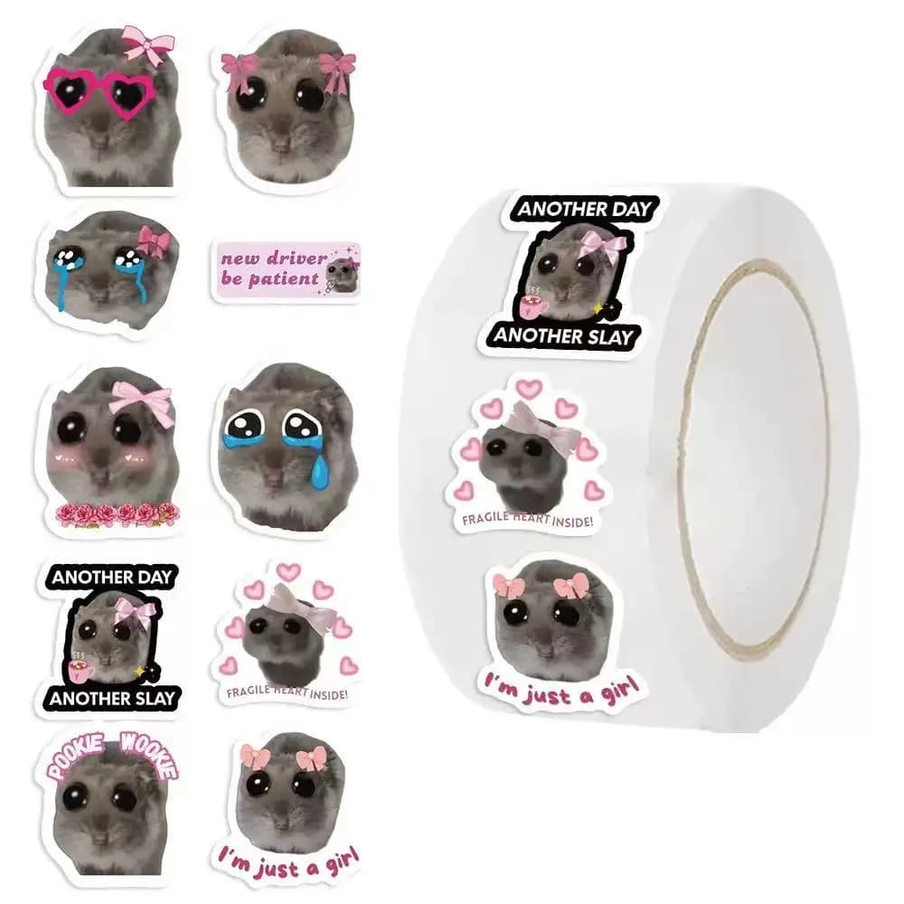 100-500pcs Ins Sad Hamster Cartoon Meme Wall decal for your phone Laptop Valigia FAI DA TE Decorative Decalcomanie Waterproof Toy Materials FAI DA TE