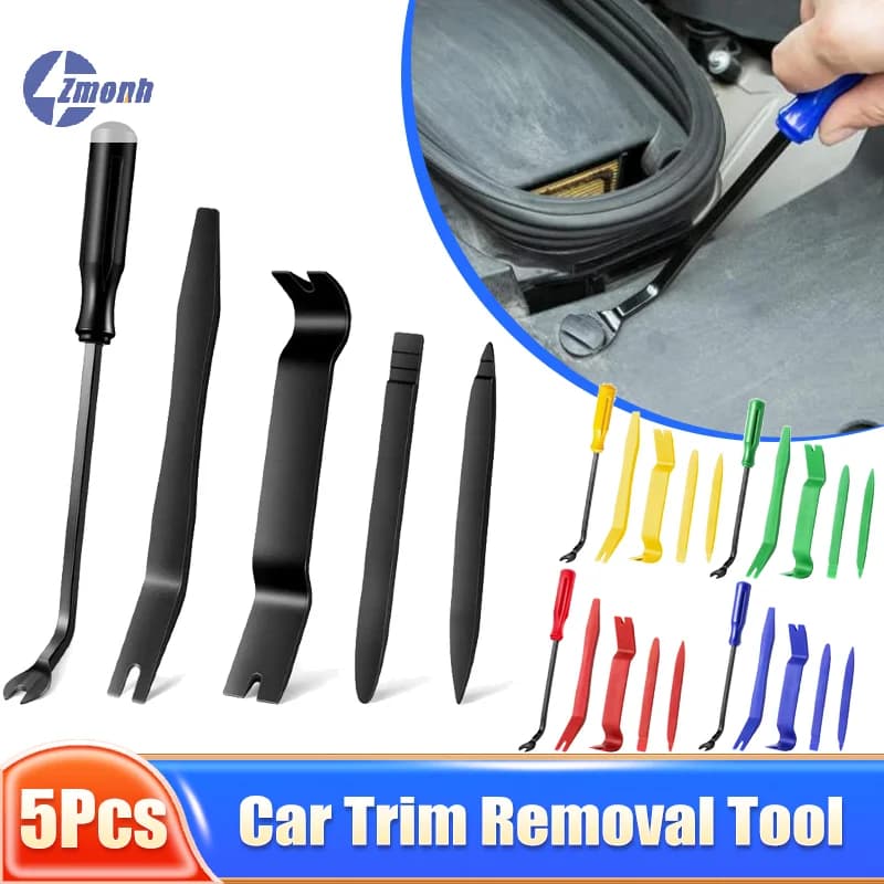 Nuovo! Set di 5 strumenti per la rimozione di finiture auto in plastica antigraffio per pannelli delle porte/clip/elementi di fissaggio, accessori per la riparazione degli interni del veicolo