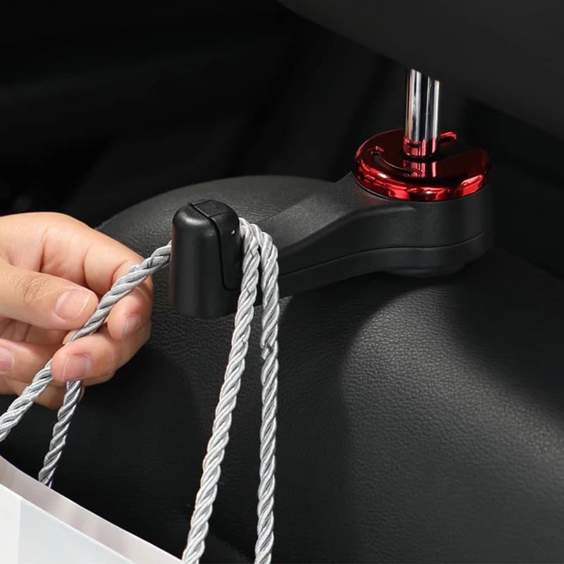 Car seat hook with phone holder, multifunctional and hidden 2-in-1 car seat hook with phone holder, universal rear headrest hook