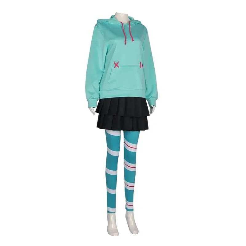 Premium Outfit Anime Vanellope Von Schweetz Cosplay Costume Hoodies Skirt Wig Uniform Suit Girl Women Halloween Performa