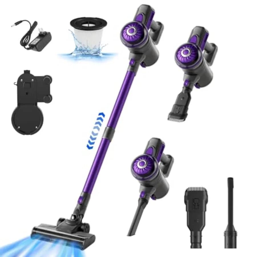 Aspirapolvere Senza Fili Leggero 2-in-1, Aspirapolvere a Bastone e Portatile per Appartamenti, Peli di Animali e Pulizia Auto S1