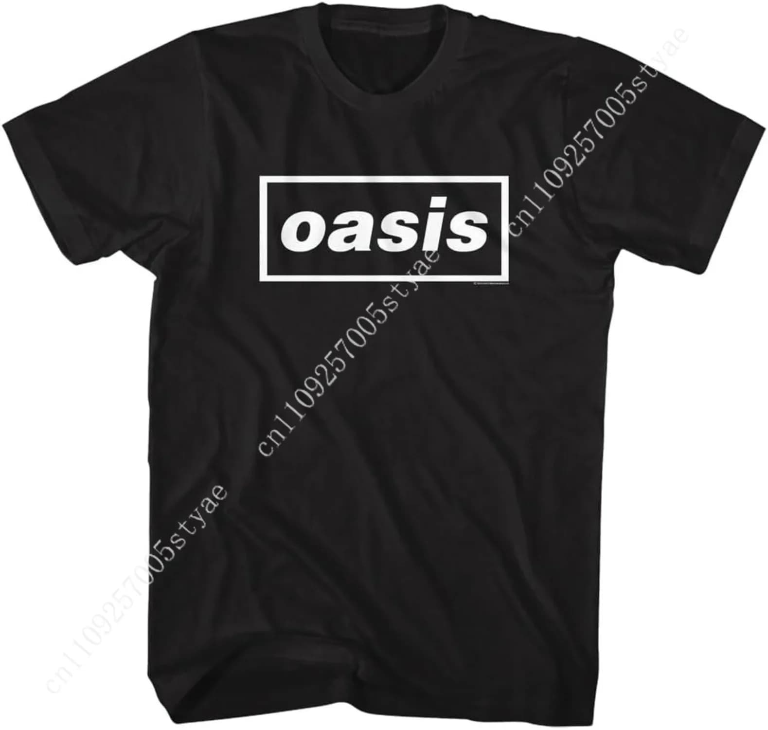 Oasis Band T Shirt Logo Adult Black Short Sleeve British Pop 90s Rock Music Graphic Tees