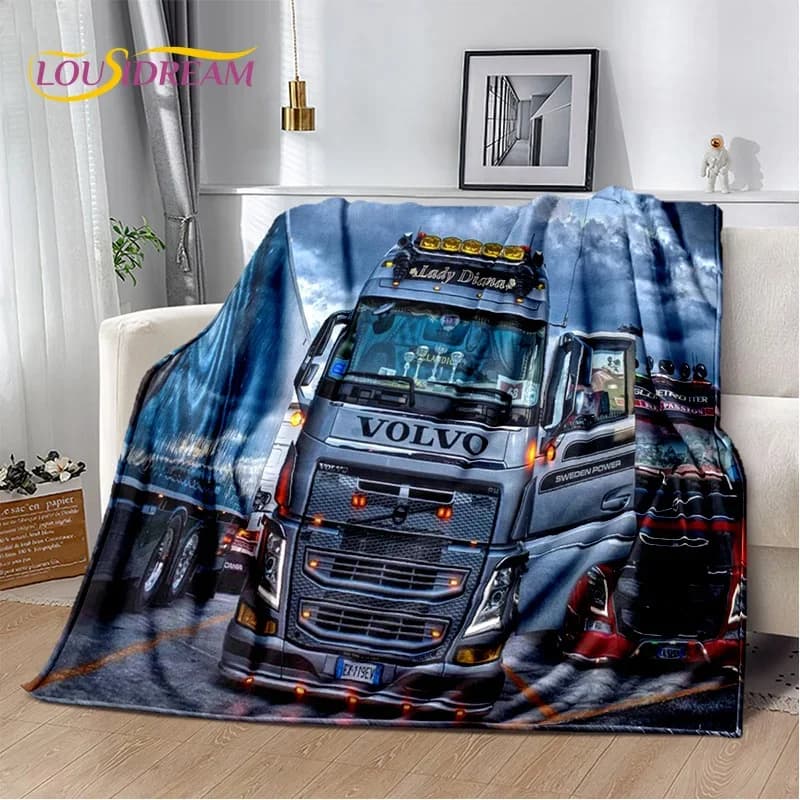 Volvo Truck Truck stampa 3D coperta di flanella morbida per letti divano camera da letto Picnic, coperta per copertura regalo pisolino per il tempo libero all'aperto