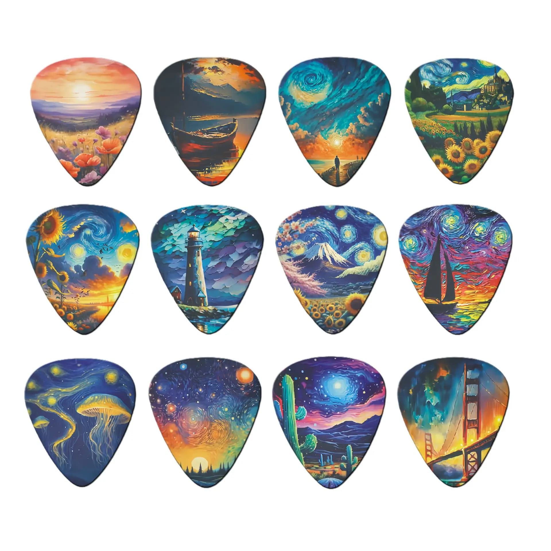 Guitar Picks 12 Pieces 0.46mm 0.71mm 0.96mm ABS Premium for Acoustic Electric Guitar Bass Ukulele
