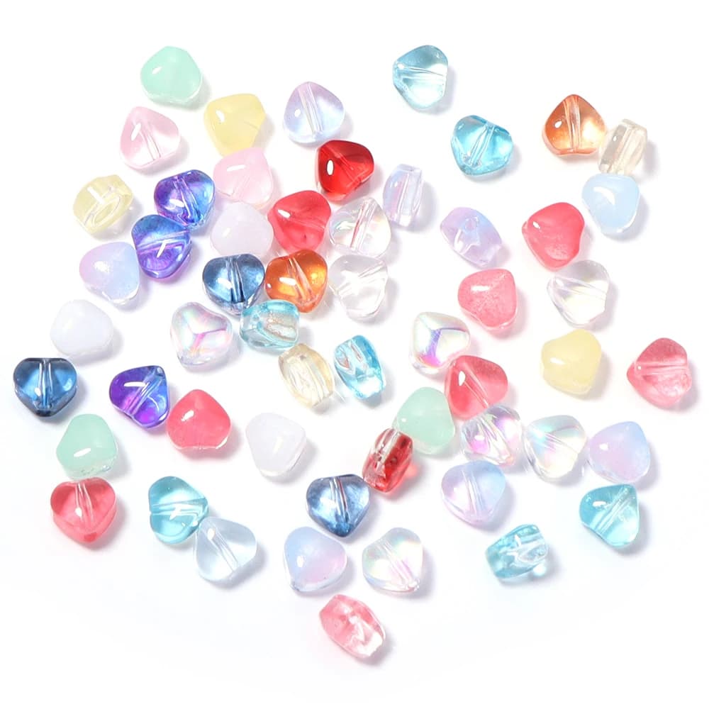 50pcs/lot 6mm Love Shape Czech Glass Beads Heart Crystal Beads Loose Spacer Beads For Jewelry Making DIY Necklace Bracelet