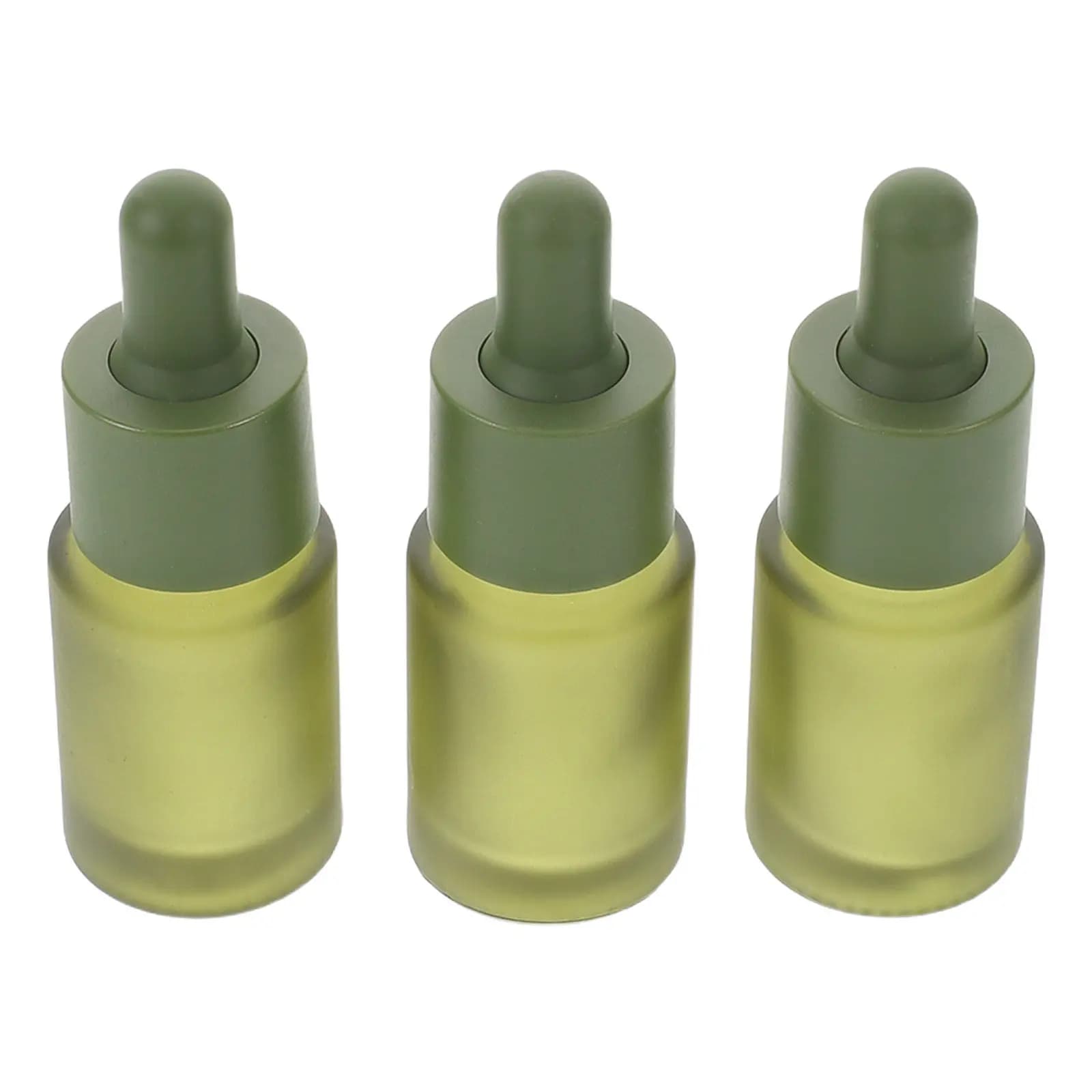 3 flaconi contagocce in vetro smerigliato verde da 15 ml per oli essenziali, aromaterapia, sieri per la cura della pelle, profumi, vuoti