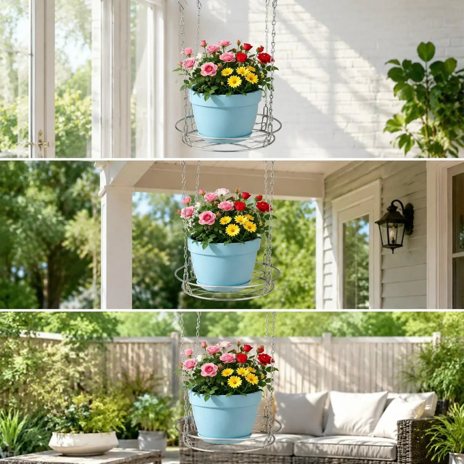 Adjustable Planter Insert for Pot Large Tall Pots Plant Riser with Hooks Hanging Decoration Planter Pot Filler for Gardening