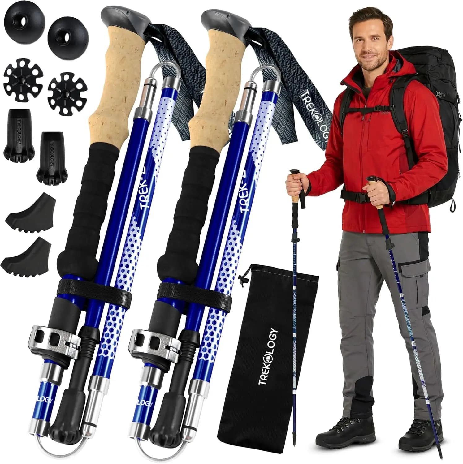 Trek-Z Collapsible Hiking & Trekking Poles - Balance Support for Seniors, Women, and Men, 2pc Per Set