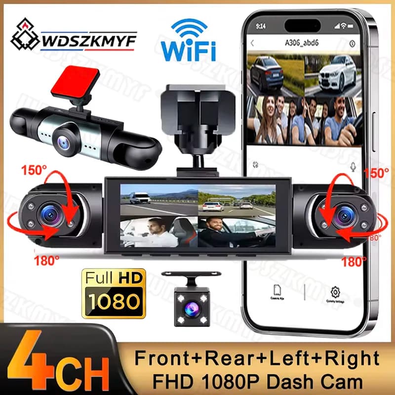 5CH 360 Degrees Car DVR 1080P Video Recorder WIFI Dash Cam 5Lens Front right left Rear View camera 24h Parking Monitor For Car