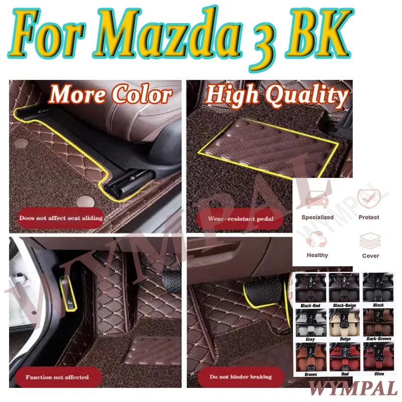Customized Luxury Car Car Mats for Mazda 3 BK 2003 2004 2005 2006 2007 Auto Automotive Women's Leather Car Mats Full Cover