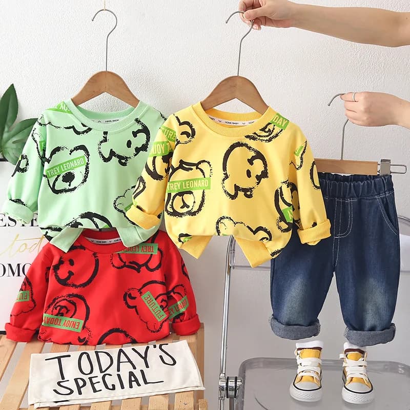 New Spring Autumn Baby Boys Clothes Children Girls Cartoon Long Sleeved T-Shirt Pants 2Pcs/Sets Infant Clothing Kids Tracksuits