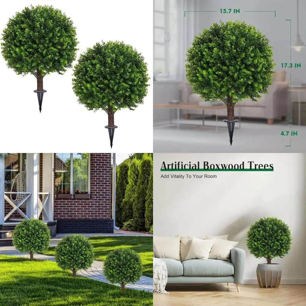 Coppia di 22 palline topiaria in bosso artificiale per esterni con protezione UV e punta a terra per decorazioni per interni e giardino