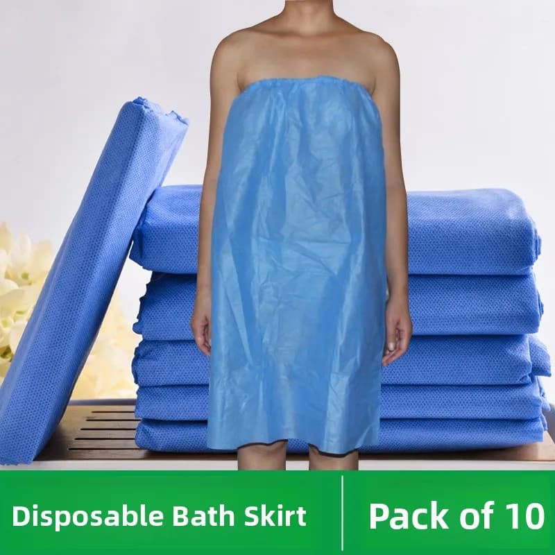 Disposable bathrobe in nonwoven fabric, woman style, with band neckline, for guest service, sauna suit, thin summer dressing on the chest
