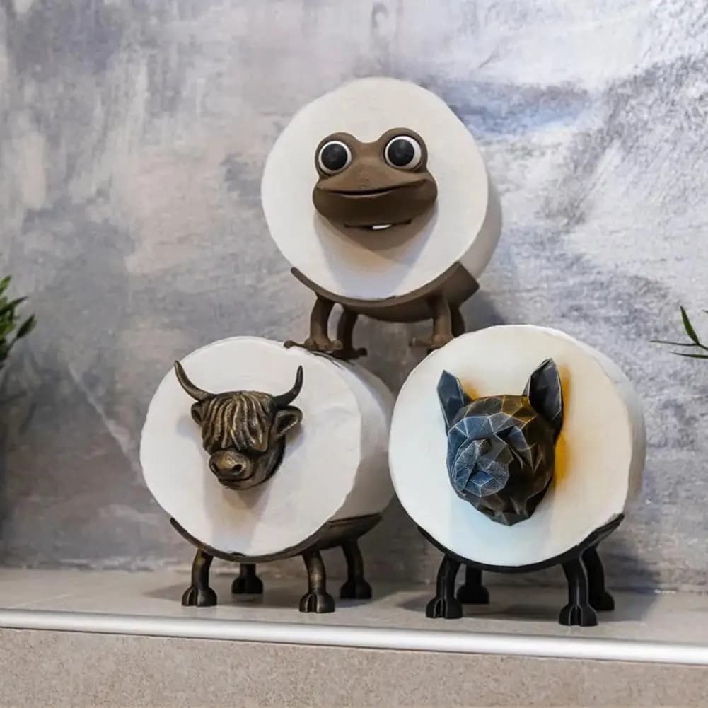 Toilet Paper Holder Set Toilet Paper Rack Funny Animal Design Toilet Paper Holder Bathroom Tissue Roll Storage Rack Orangnizer